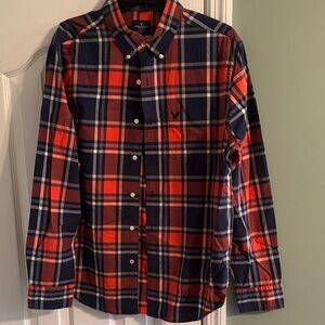 American Eagle Outfitters Navy and Red Checkered Shirt